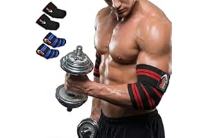 SHELLY SPORTS Shelly Elbow Wraps for Weightlifting – Heavy Duty Adjustable Elbow Support Straps for Gym, Bodybuilding, Cross Training, Powerlifting – Workout Brace Protector (Pair, Red)