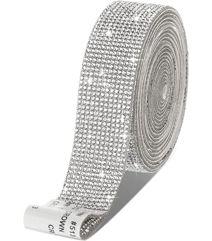 Kristallen strass lint, 2 rollen zelfklevend diamantlint glitter hars diamanten riem strass diamanten stickers zilveren hagelslag snoep rietlint voor kunst ambachten doe-het-zelf feest decor taarten