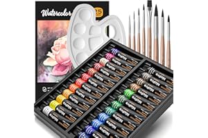 Nicpro Kit de Peinture Aquarelle Professionnel - 24 Tubes, 8 Pinceaux, Palette - Ensemble de Fournitures pour Artistes Adultes Débutants