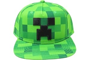 MAD ENGINE Minecraft Pixel Creeper Boys Snapback Hat Cap New Licensed Green