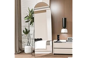 ‎CASSILANDO CASSILANDO Bogen Ganzkörperspiegel 162×53cm Bodenspiegel, Rahmen aus Aluminiumlegierung Standspiegel, Ganzkörperspiegel mit Ständer Groß Wandspiegel im Schlafzimmer, Ankleidezimmer Spiegel (Schwarz)