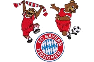‎FC BAYERN MÜNCHEN FC Bayern München Aufnäher I Patches I 3er-Set I Rot