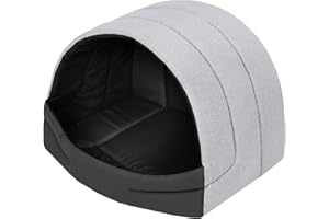 PILLOWPRIM Buda dla psa z legowiskiem, legowisko dla psa, domek dla kotów, miejsce do spania XL – 60 x 49 cm, popielata
