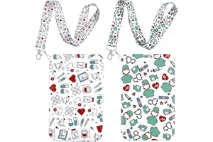 AUXSOUL 2 Pezzi Porta Badge con Cordino Porta Badge da Collo per ID Cards e Cellulare per Medico Infermiera Ufficio Scuola Donna Uomo