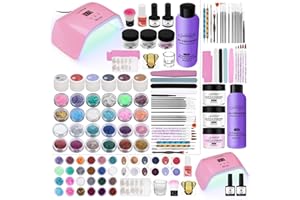 SPTHTHHPY Acrylic Nail Set of 6 UV Nail Polish Set with 48 W UV/LED Nail Lamp, Acrylic Powder Set and 90 ml Acrylic Liquid Professional Liquid Set,Kit de démarrage complet