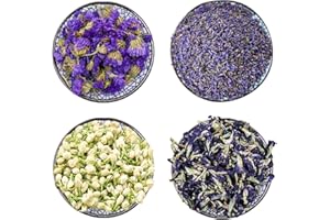 CoolCrafts 4 Beutel Getrocknete Blüten Trocknen Blumen Set Getrocknete Blumen für Seife, Kerzen Dekoration