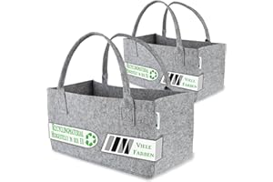 2 x Sac en Feutre 50,5 x 24,5 x 24,5 cm avec Poignée pour le Transport de Bois, Journaux, Jouets, Faire du Shopping, etc.