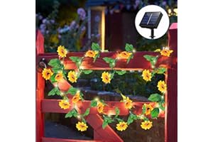 FOHIL Garland Fairy Lights, 4M 40 LED Solar String Lights Outdoor, LED Fairy Lights with Artificial Sunflowers Ivy Leaves, 8 Modes Ivy Vine String Light Waterproof Decoration for Garden Balcony Room Decor
