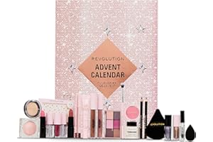 REVOLUTION BEAUTY LONDON Revolution Beauty 24-Produkte Adventskalender, Geschenkset mit Lipgloss, Lippenmasken, Pinseln & Augenbrauengel, vegan und tierversuchsfrei