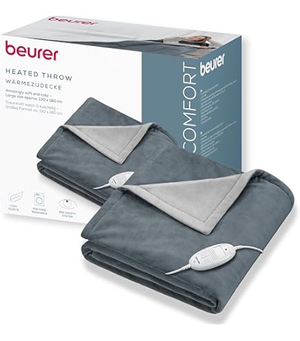 Elektrische fleece omslagdeken - 1 persoons - Grijs - 180 x 150 cm - Dutch Heating