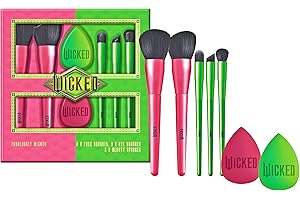 CORSAIR TOILETRIES Wicked Makeup Brush & Sponge Set – 2 Face Brushes, 3 Eye Brushes, 2 Beauty Sponges – Limited Edition Fabulously Wicked Collection