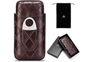 CIGARLOONG Zigarrenetui, Leder, Reise-Humidor für 3 Röhren, mit Zigarrenschneider