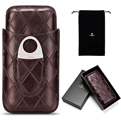 Galiner Black Leather Travel Cigar Case - 2 Tube Humidor With Gift Box 1 thumbnail image