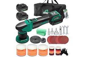 BATOCA S4 Mini Lucidatrice Batteria,Lucidatura Rotativa & Orbitale,25mm/75mm Tamponi,Motore Senza Spazzole,Lucidatrice Professionale per Dettagli,2 batterie 12V 2.5Ah,2000-5500RPM,Accessori Completi