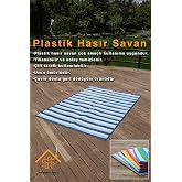 SİMEREV HALI Hasır Savan Mat Plaj Kamp Piknik Bah&ccedil;e Balkon Teras Yıkanabilir Katlanabilir Kilim MAVİ 180 x 270