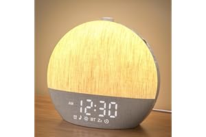 LIORQUE Sveglia Luminosa, Sveglia da Comodino, Rumore Bianco, Simulazione dell'alba, 30 Suoni per Dormire, Timer di Spegnimento Regolabile, Design Senza Schermo, Sunrise Alarm Clock con Bluetooth