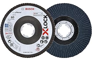 BOSCH ACCESSORIES Bosch Professional 260925C116 Disco de láminas X-LOCK, diámetro 125 mm, grano K60, diámetro de orificio diámetro 22,23 mm, acodado, accesorio de amoladora angular, Na, 60