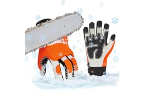 Vgo... Guanti per Motosega Impermeabili Termici, Guanti Antitaglio a 12 Strati su Entrambi Mani, Guanti Resistenti a Taglio Protettivi per Sega Lavoro in Pelle Bovina, CA9760FLWP