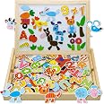 Puzzle Magnétique Uping 155 Pièces - Tableau Double Face Craie/Stylo, Ferme Animaux, Chiffres Et Lettres