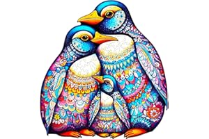 CHARMIBLE Wooden Puzzles for Adults, 300pcs Penguin Family Wooden Jigsaw Puzzles for Adults, Unique Animal Shape Puzzles with Box, 39x36.2cm Wooden Puzzle for Family Game and Birthday Gifts
