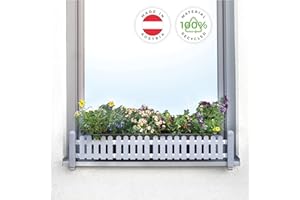 ‎GREEN CREATIONS GREEN CREATIONS Blumenkastenhalterung masu Basis-Set passt auf Jede Fensterbank von 78 cm bis 140 cm ohne Bohren, ohne Beschädigung der Fassade (Basisset: Classic, Signalgrau)