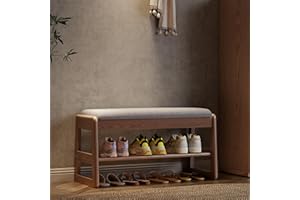 AQIMUELE Small Shoe Bench with Cushion, Shoe Bench Storage with Seat, Wooden Shoe Rack 2-Tier, Hidden Flip-Top Seat, for Hallway, Entryway, Living Room, Bedroom, 30 x 80 x 40 cm (Walnut)
