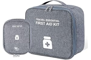 KERANEET 2 Stück Erste Hilfe Tasche Leer Medizinische Notfalltasche Abriebfest Medikament Tasche Wasserdicht Wasserfest Reise Apothekentasche mit Tragegriff für Zuhause Büro Outdoor - Grau