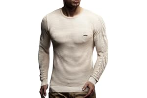 Leif Nelson Strickpullover Herren Rundhals - Dünner Männer Strick Pullover für Winter & Sommer - Coole Crewneck Männer Pullover mit Rundkragen