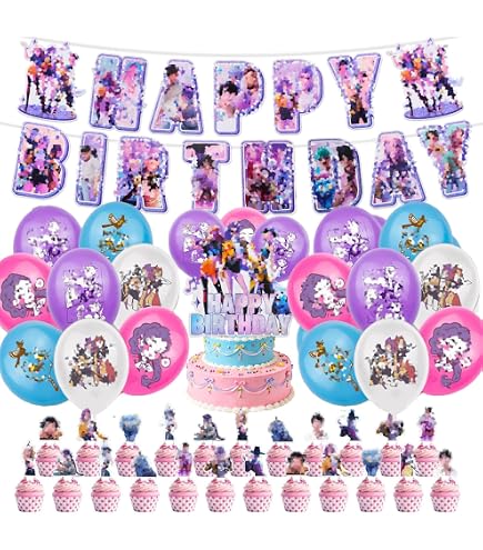 Gabb Set Anniversaire 3 Ans – 106 Pièces – Déco Ballons, Nappe, Assiettes, Serviettes – Fête Fille