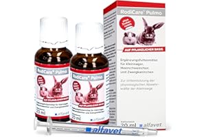 alfavet RodiCare Pulmo, Doppelpack, zur Unterstützung der Atemwege von Meerschweinchen und Kleinnagern, Ergänzungsfuttermittel, 2 x 20ml, Dosierspritze