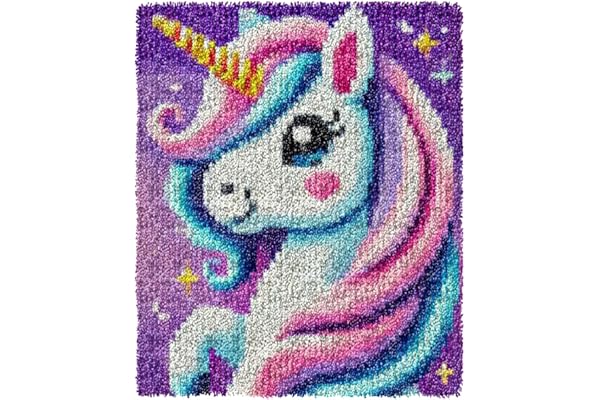 YOOTOM Kit de Tapis de Crochet à Point Noué di Coussin au Crochets à Loquet Bricolage,tapis noeud noué, Noël Création de Tapis à Crocher pour Adultes et Enfants, Latch Hook Kits 50x38cm