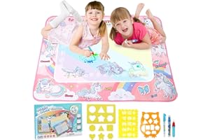 TALIFOCA Tappeto Magico Bambini,Tappeto Magico 2 Lati 100x80cm Con Accessori, Doodle Tappeto Magico, Giochi Educativi e Didattici, Riutilizzabile per Doodle Tappeto Magico Bambini Piccoli
