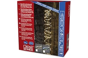 Konstsmide LED Mini Lichterschlauch, 5 m, mit Lichtsensor und 6h und 9h Timer, 65 warm weiße Dioden, batteriebetrieben, Außen (IP44), transparentes Kabel, 2 x D 1.5V (exkl.) - 3773-100