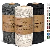 OurTop Macrame Thread 3 mm x 100 m, Set of 3 Macrame Cord Macrame Cord Macrame Thread for Crafts, Wall Hanging, Bohemian Deco