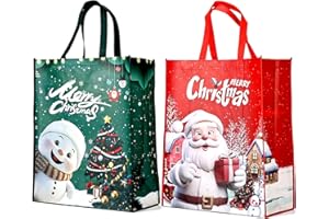 GYOUNGT 50x40x20cm Christmas Tote Bags with Handle, 2PCS Super Large Christmas Gifts Bags Jumbo Xmas Gift for Present Wrapping