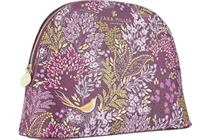 Sara Miller Beauty Haveli Garden Large Purple Cosmetic Wash Hand Bag | Toiletries & Beauty Essentials | Vegan Leather | Printed | Travel Gift
