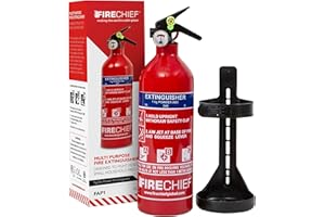 Multi Purpose Powder Fire Extinguisher – Ready to Use in Seconds – 1kg ABC Fire Extinguisher for Home & Kitchen Use – 5 Year Guarantee – Firechief Travel Extinguisher for Cars, Campervans & Caravans