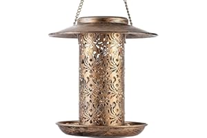 HouseSapp Solar-Vogelfutterhaus,Futterhaus für Vögel Metall Vogelfutterspender Vogelfutterstation zum Aufhängen vogelhaus Wildvögel Hängend Vogel Futtersäule Wetterfest Balkon Garten