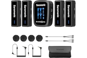 Saramonic Blink500 Pro B8 Mini Sistema Microfono Lavalier Wireless (4TX+1RX), 4 Canali Omnidirezionale Microfono a Cappella per Fotocamera Telefono PC YouTube, Facebook Live Stream, Vlog Registrazione