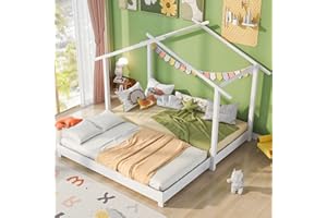 KecDuey Letto in legno massello, 90/180 x 190 cm, per ragazzi e ragazze, per bambini, trasformabile, con rete a doghe, bianco (LDH00026)