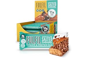 FULFIL Vitamin and Protein Bars (15 x 55 g Bars) — Chocolate Salted Caramel Flavour — 20 g High Protein, 9 Vitamins, Low Sugar