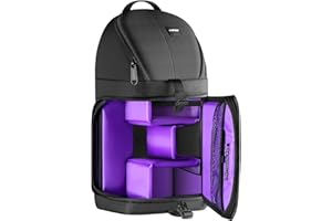 Neewer Professional Sling Camera Storage Bag Durable Waterproof and Tear Proof Black Carrying Backpack Case for DSLR Camera, Lens & Accessories (Purple Interior)