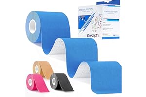 EXOUSIA Kinesiology Tapes,16.4feet Uncut Per Roll Sports Tape for Exercise, Elastic Water Resistant Injury Kinetic Tape to Relieve Muscle Pain, Physio Tape for Shoulders Knees Ankles and Protect Joints