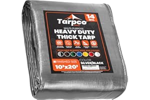 Tarpco Safety Lona de protección Lona Impermeable con Ojales, (3m X 6.1m, 245 g/m2) 14 Mil, Funda Protectora para Techo, Barco, Muebles, Jardín, Piscina, Coche, Plata/Negro