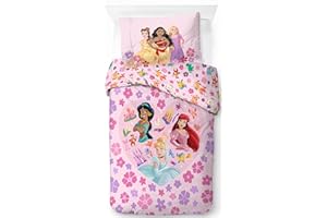 Jay Franco Disney Principessa Floreale 100% Cotone Set Copripiumino Singolo - Include Federa 50 x 70 cm