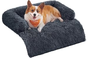 Feandrea FluffyHug Pluszowe legowisko dla psa, koc i ochraniacz na kanapę, mata pod psem, rozmiar L, średnie psy, 95 x 85 x 16 cm, ciemnoszary PGW222G02