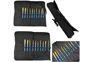 MANWETYE Pinselrolle aus Segeltuch, Pinselhalter, aufrollbare Leinwand-Pinseltasche, Künstler-Acryl-Öl-Aquarell-Pinsel-Etui, Zeichenstift, Gouache-Aquarell-Öl-Pinsel-Aufbewahrung (schwarz und 30 Fächer)
