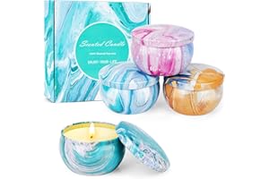 OFUN Candele Profumate, Idee Regalo Donna Compleanno, 4 Pack 2.5OZ Candela Profumata Bomboniere, Set Candele Piccole Cera Soia Naturale, Regalo Donna Originale Utile per Amiche