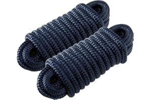 Amarine Made 1/2 Inch 25 FT Double Braid Nylon Dockline,Mooring Rope Double Braided Dock Line (2-Pack,Cadet Blue)