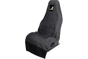 Cov My Seat Serviette Haut de Gamme Housse Protection Siège Voiture Auto Avant Universel Anti Transpiration (Coton Noir & Logo Gold, X 1 Piece/Serviette)